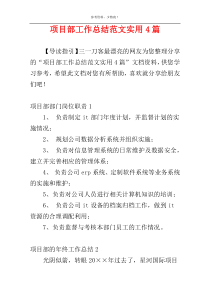 项目部工作总结范文实用4篇