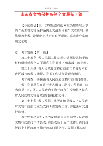 山东省文物保护条例全文最新4篇