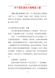 关于团队建设方案精选5篇