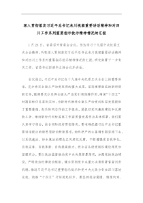 深入贯彻落实习近平总书记来川视察重要讲话精神和对四川工作系列重要指示批示精神情况的汇报