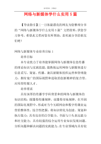 网络与新媒体学什么实用5篇