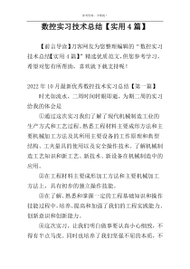 数控实习技术总结【实用4篇】