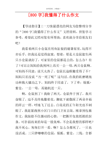 [800字]我懂得了什么作文