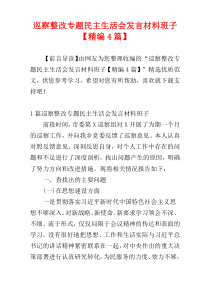 巡察整改专题民主生活会发言材料班子【精编4篇】