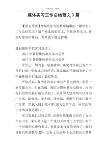 媒体实习工作总结范文3篇