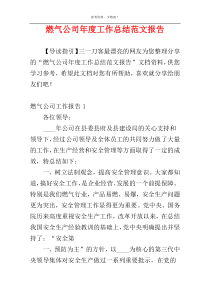 燃气公司年度工作总结范文报告