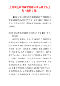 党组织会议不规范问题专项治理工作方案（最新4篇）