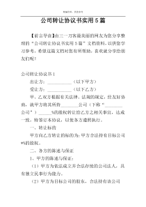 公司转让协议书实用5篇