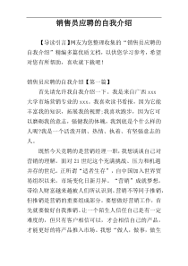 销售员应聘的自我介绍