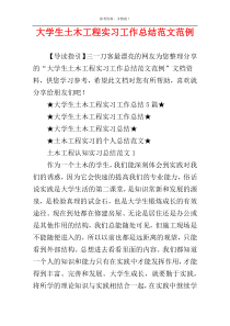 大学生土木工程实习工作总结范文范例