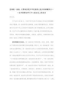 坚持统一战线汇聚起实现中华民族伟大复兴的磅礴伟力在市委理论学习中心组会议上的发言