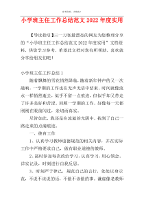 小学班主任工作总结范文2022年度实用