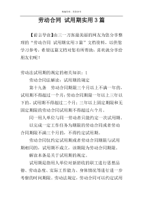 劳动合同 试用期实用3篇