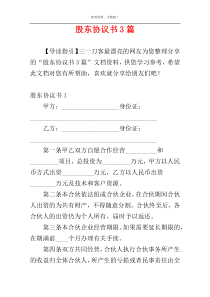 股东协议书3篇