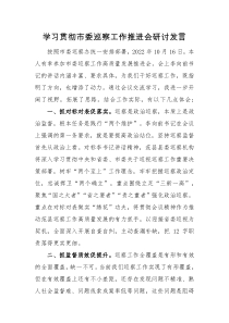 研讨发言学习贯彻市委巡察工作推进会研讨发言