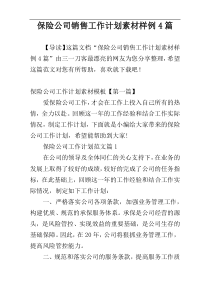 保险公司销售工作计划素材样例4篇