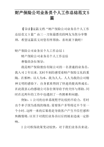 财产保险公司业务员个人工作总结范文5篇