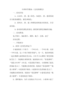 中班科学《会变的颜色》微教案