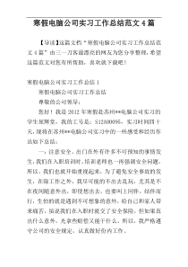 寒假电脑公司实习工作总结范文4篇