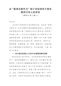 每日范文在新常态新作为审计系统领导干部专题研讨班上的讲话