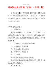 同事聚会策划方案（实例）（实用2篇）