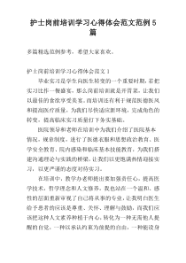 护士岗前培训学习心得体会范文范例5篇_1