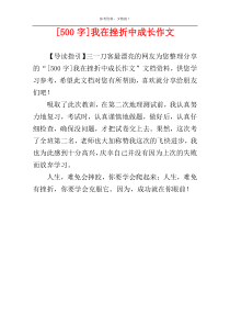 [500字]我在挫折中成长作文