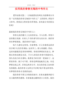 实用我的青春无悔的中考作文