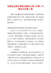 巡察组巡察反馈意见整改方案（详情）专题会议纪要4篇