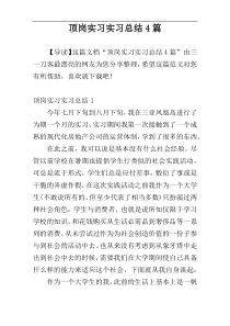 顶岗实习实习总结4篇