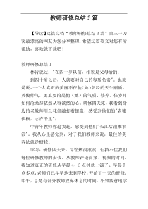 教师研修总结3篇