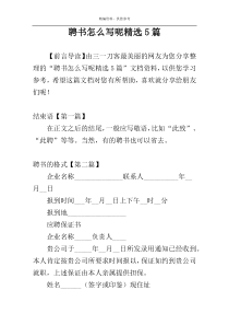 聘书怎么写呢精选5篇