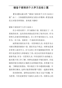 储备干部培训个人学习总结2篇