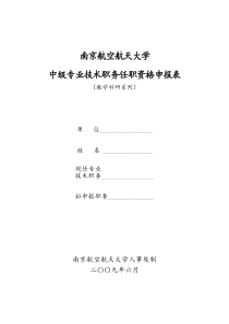 高等学校讲师任职资格申报表