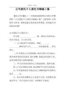 公司委托个人委托书精编3篇