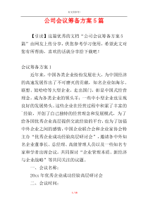 公司会议筹备方案5篇