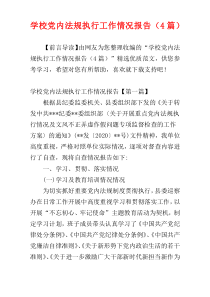 学校党内法规执行工作情况报告（4篇）