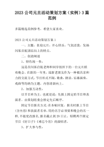 2023公司元旦活动策划方案（实例）3篇范例