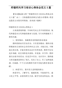 师德师风学习培训心得体会范文5篇