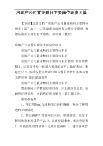 房地产公司置业顾问主要岗位职责3篇