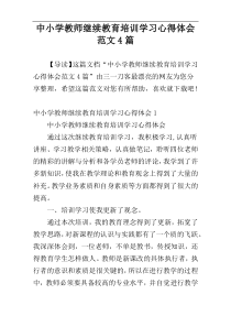 中小学教师继续教育培训学习心得体会范文4篇