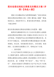 落实省委巡视组反馈意见的整改方案（详情）【热选4篇】