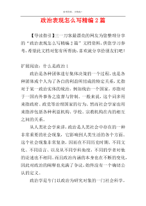 政治表现怎么写精编2篇