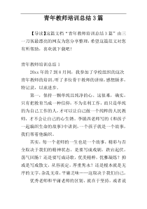 青年教师培训总结3篇