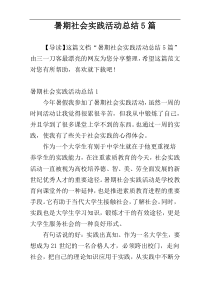 暑期社会实践活动总结5篇