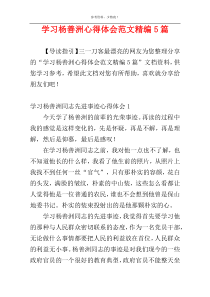 学习杨善洲心得体会范文精编5篇