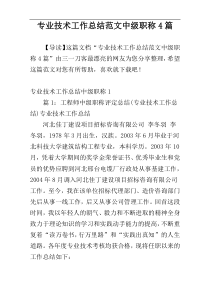 专业技术工作总结范文中级职称4篇