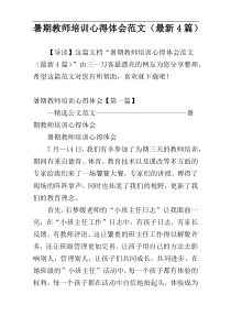 暑期教师培训心得体会范文（最新4篇）