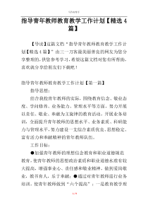 指导青年教师教育教学工作计划【精选4篇】