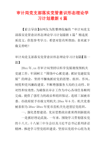 审计局党支部落实党管意识形态理论学习计划最新4篇